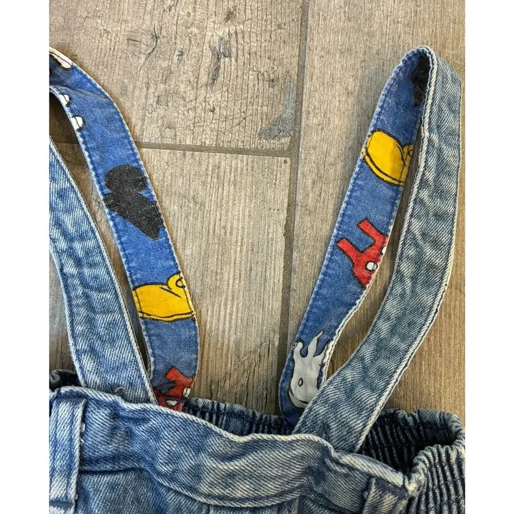 Vintage 90s Baby Mickey & Co Disney Denim Overalls Character Cuff 12M